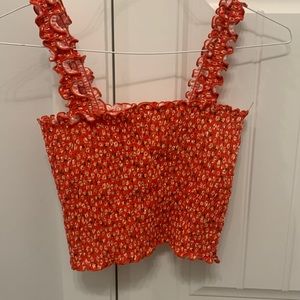 Red floral tank top